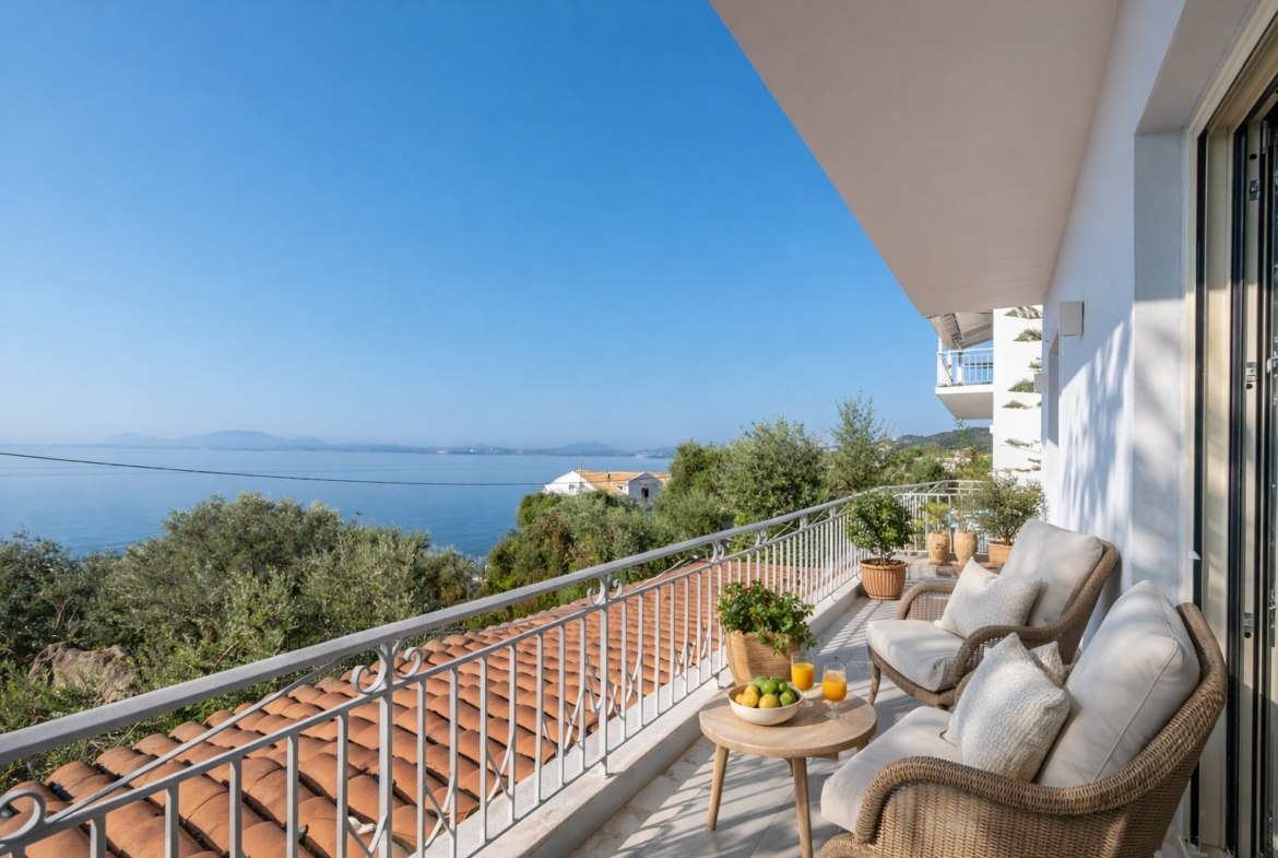 Mediterranes Investment mit Meerblick – Apartmenthaus mit drei Einheiten in begehrter Lage von Barbati, Korfu